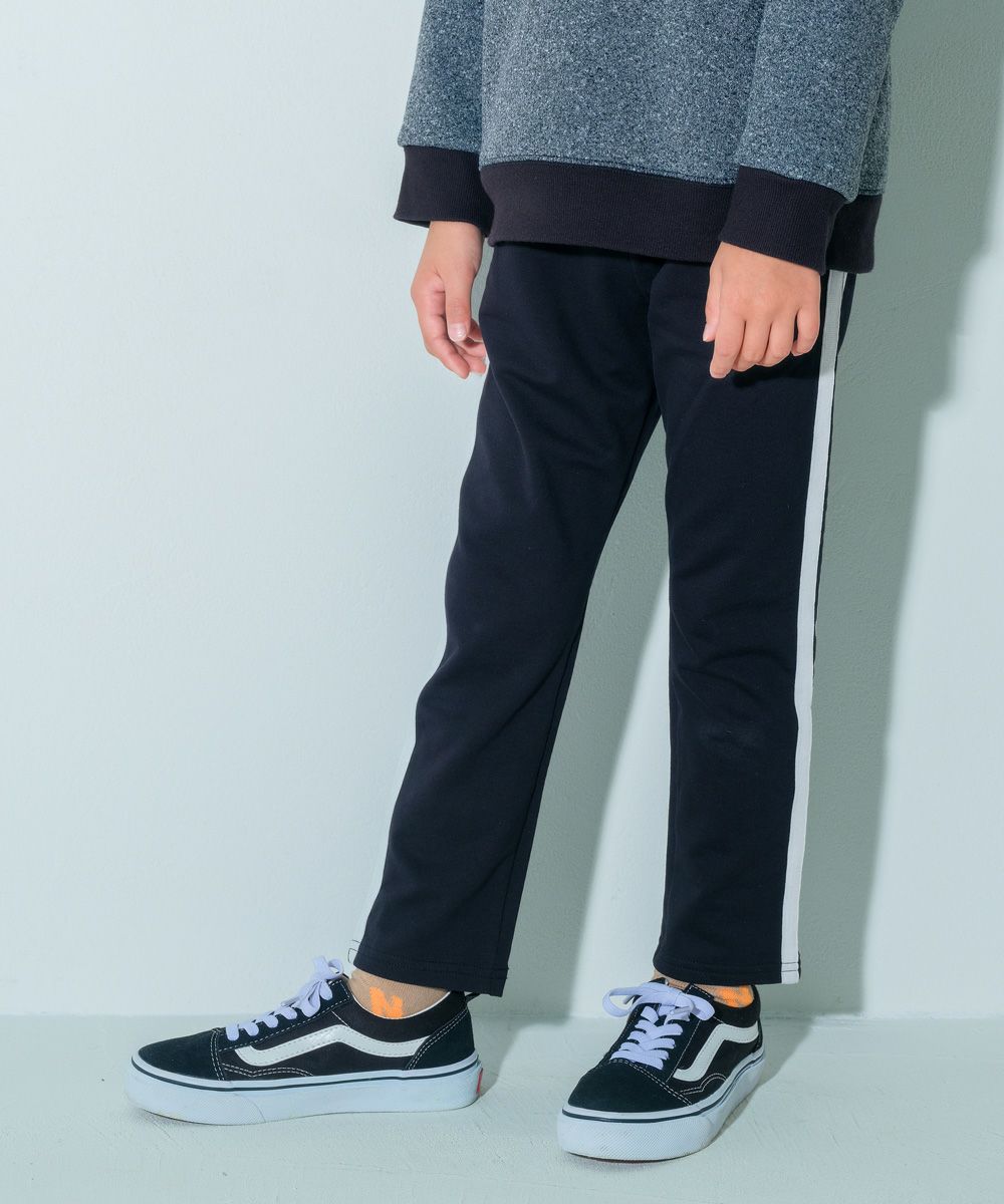 ベビー服 男の子 サイドライン ミニ裏毛 パンツ ブラック(00) モデル画像アップ