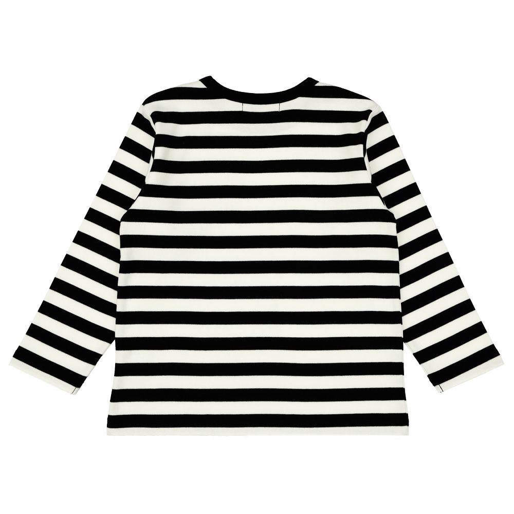 ベビー服 男の子 デニムポケット ボーダー 長袖Tシャツ ホワイト×ブラック(10) 背面