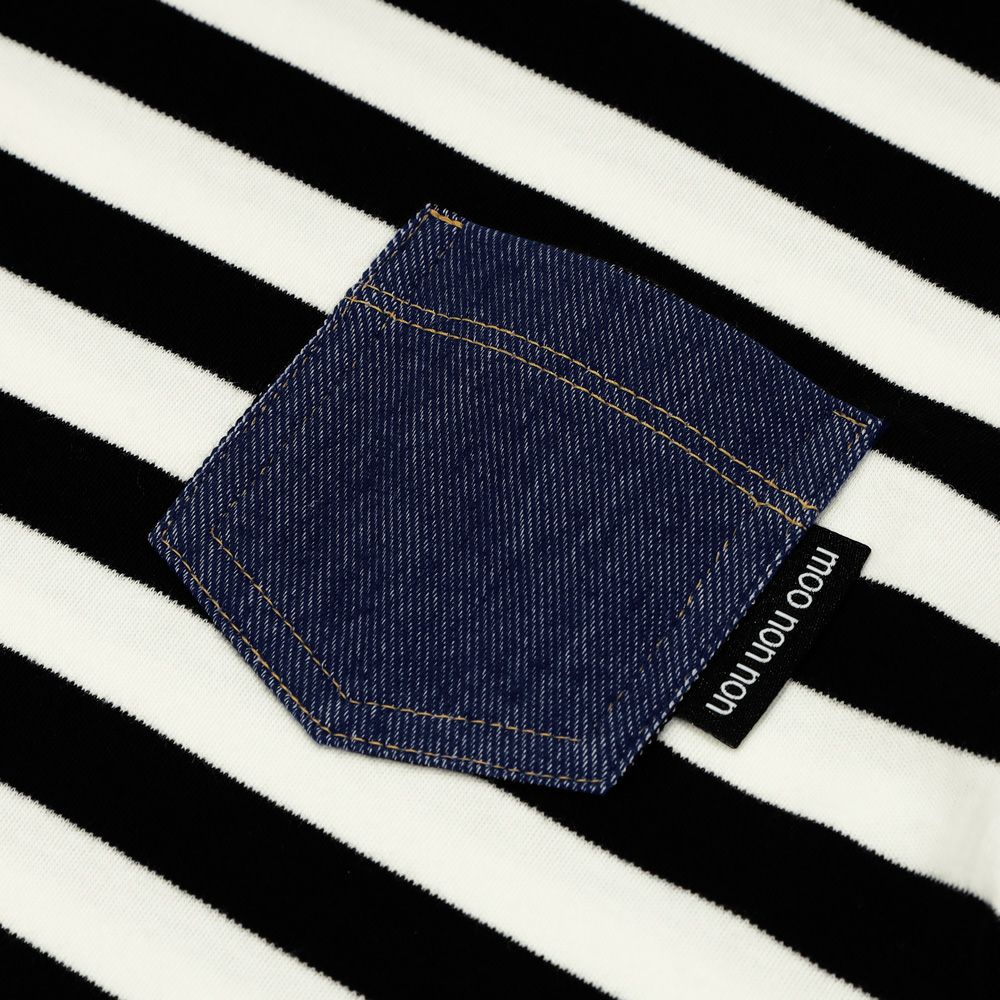 ベビー服 男の子 デニムポケット ボーダー 長袖Tシャツ ホワイト×ブラック(10) デザインポイント1