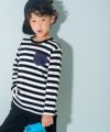 ベビー服 男の子 デニムポケット ボーダー 長袖Tシャツ ホワイト×ブラック(10) モデル画像1