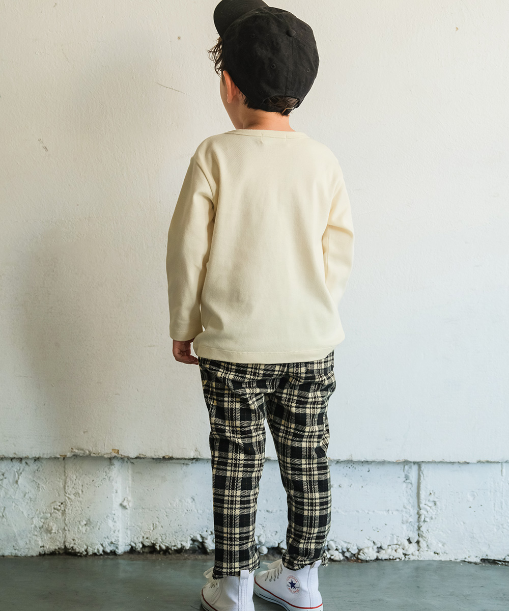 ベビー服 男の子 ニット 10分丈パンツ チェック ボトム ボトムス ズボン ブラック(00) モデル画像2