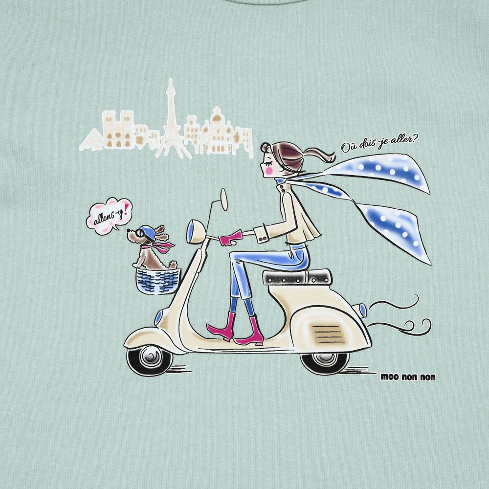 子供服 女の子 女の子 転写プリント 裏毛トレーナー グリーン(08) デザインポイント1