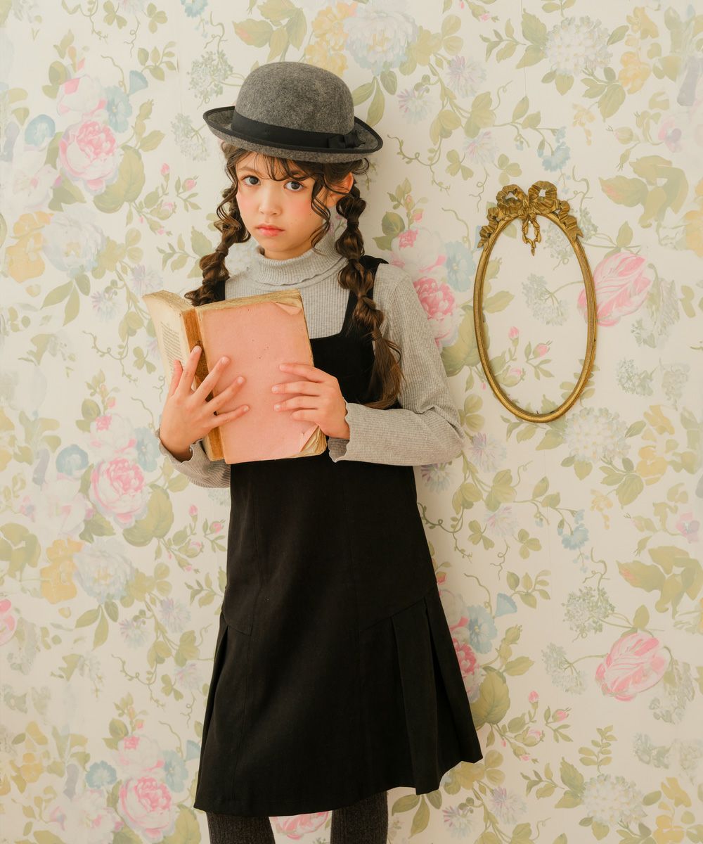 子供服 女の子 プリーツ切り替え ワンピース ブラック(00) モデル画像1