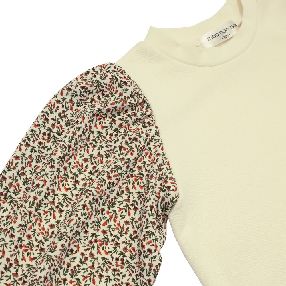 子供服 女の子 花柄 切り替え 長袖 Tシャツ アイボリー(12) デザインポイント2