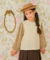 子供服 女の子 花柄 切り替え 長袖 Tシャツ アイボリー(12) モデル画像1