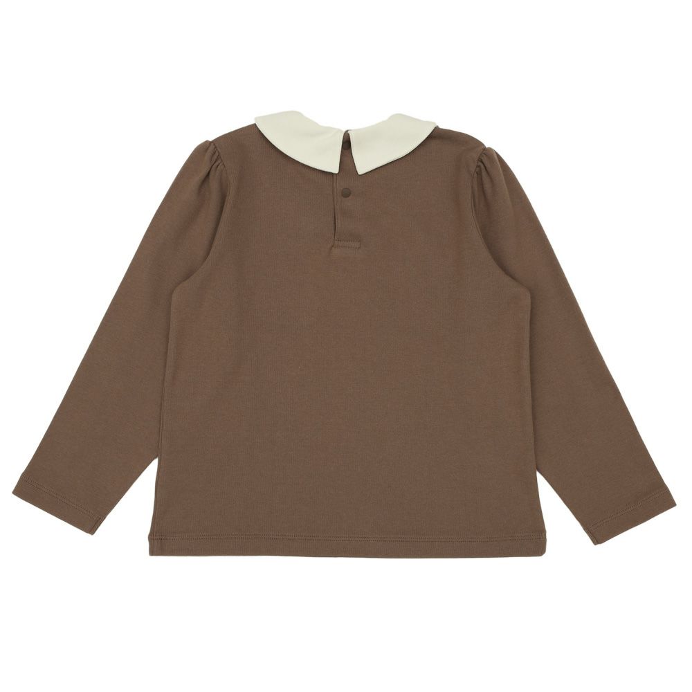 子供服 女の子 襟付き さくらんぼ Tシャツ ブラウン(05) 背面