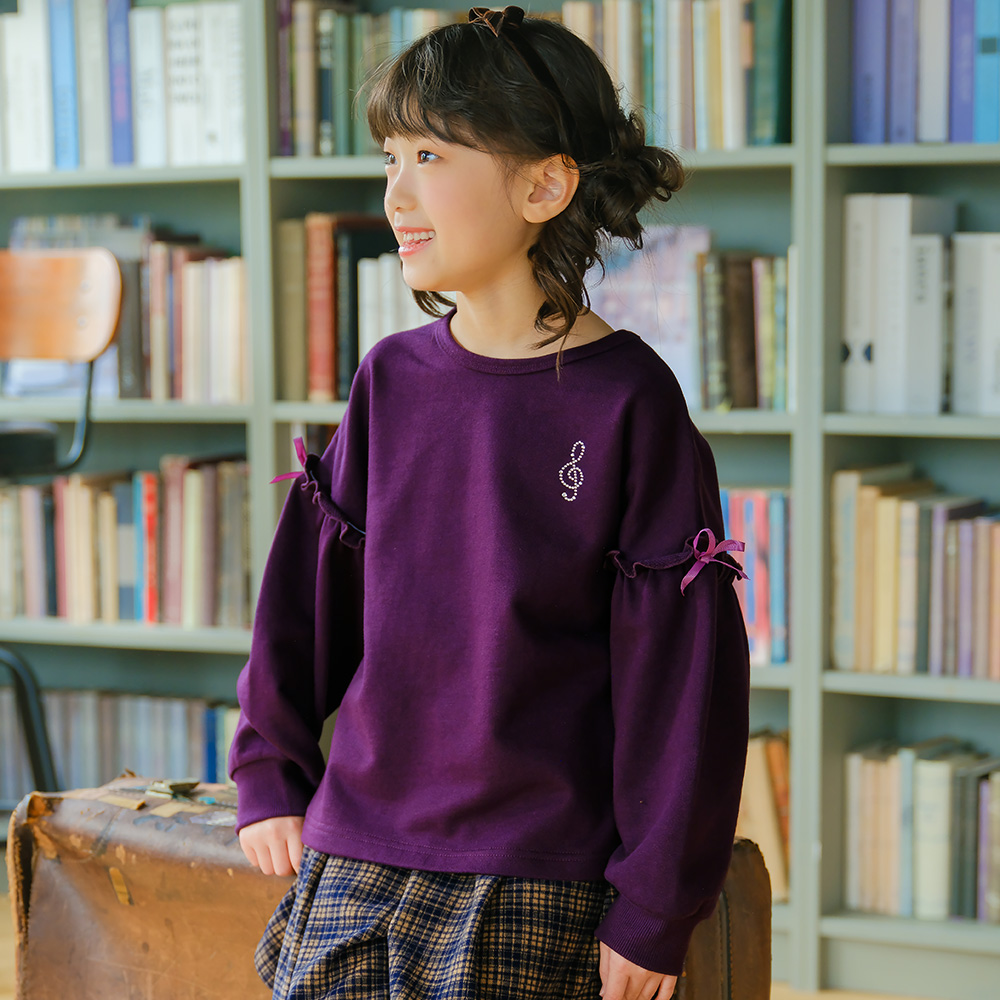 子供服 女の子 ラインストーン 音符 トレーナー