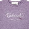 子供服 女の子 リボン＆ハートモチーフ 長袖 Tシャツ パープル(91) デザインポイント1