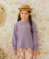 子供服 女の子 リボン＆ハートモチーフ 長袖 Tシャツ パープル(91) モデル画像アップ