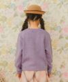 子供服 女の子 リボン＆ハートモチーフ 長袖 Tシャツ パープル(91) モデル画像2