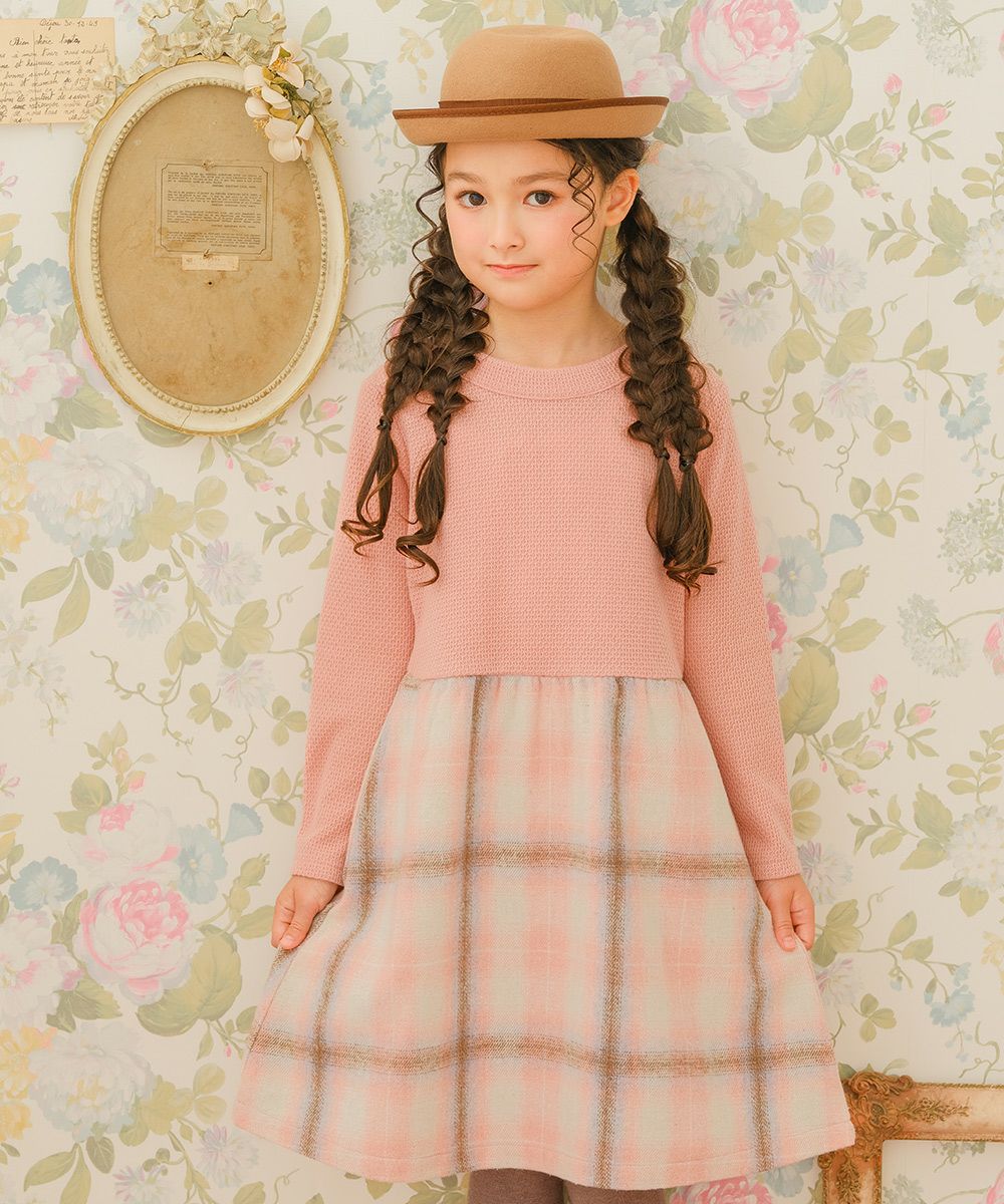 子供服 女の子 子ども服 こども服 こども キッズ ジュニア チェック 裏地付 ドッキングワンピース