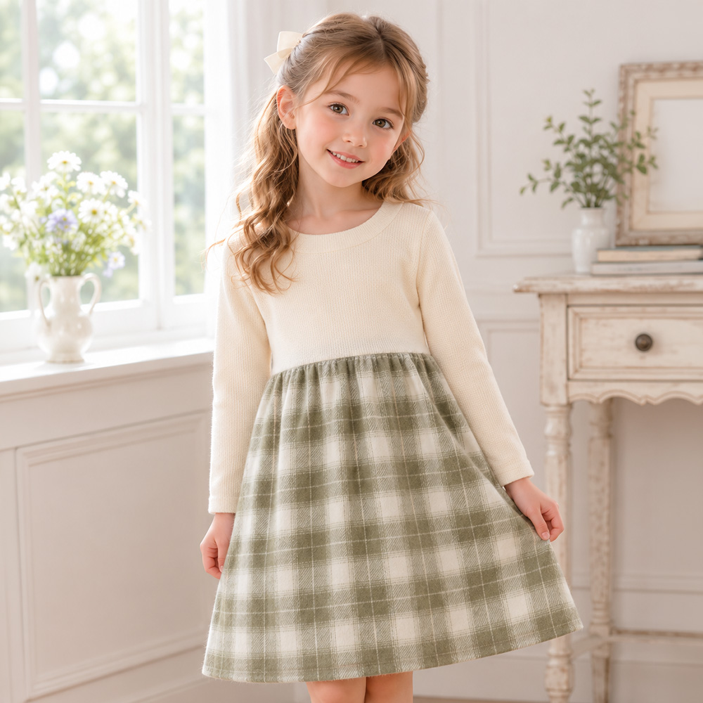 子供服 女の子 子ども服 こども服 こども キッズ ジュニア チェック 裏地付 ドッキングワンピース