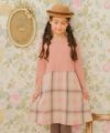 子供服 女の子 子ども服 こども服 こども キッズ ジュニア チェック 裏地付 ドッキングワンピース ピンク(02) モデル画像1