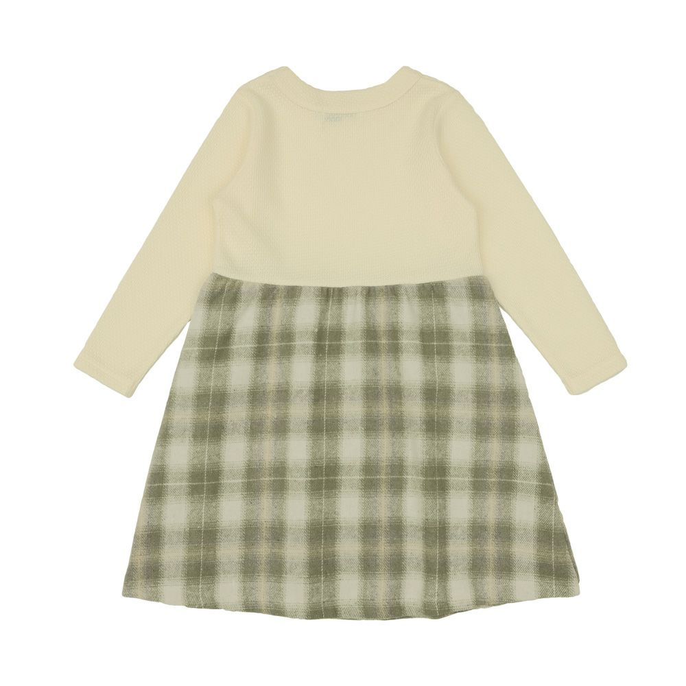 子供服 女の子 子ども服 こども服 こども キッズ ジュニア チェック 裏地付 ドッキングワンピース グリーン(08) 背面