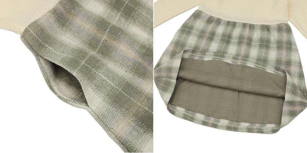 子供服 女の子 子ども服 こども服 こども キッズ ジュニア チェック 裏地付 ドッキングワンピース グリーン(08) デザインポイント2