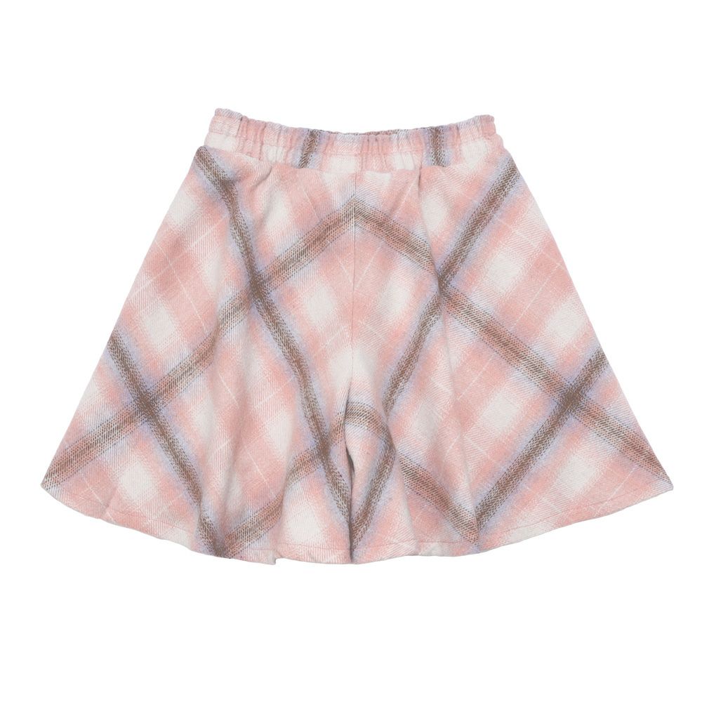 子供服 女の子 チェック柄 フレアシルエット キュロットパンツ ピンク(02) 背面
