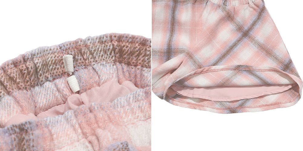 子供服 女の子 チェック柄 フレアシルエット キュロットパンツ ピンク(02) デザインポイント2