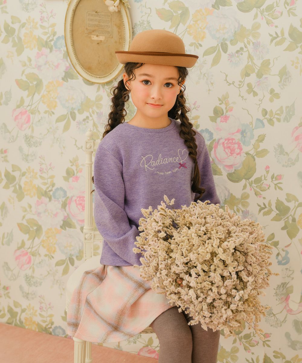 子供服 女の子 チェック柄 フレアシルエット キュロットパンツ ピンク(02) モデル画像3