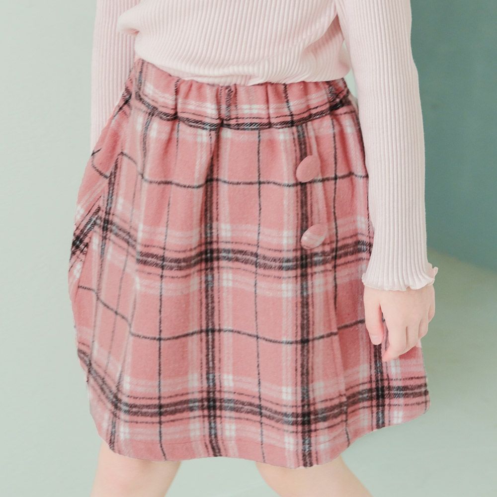 子供服 女の子 飾りボタン　チェック柄　スカート