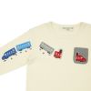 ベビー服 男の子 綿100％ 電車＆トンネル 長袖Tシャツ オフホワイト(11) デザインポイント1