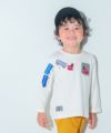 ベビー服 男の子 綿100％ 電車＆トンネル 長袖Tシャツ オフホワイト(11) モデル画像アップ