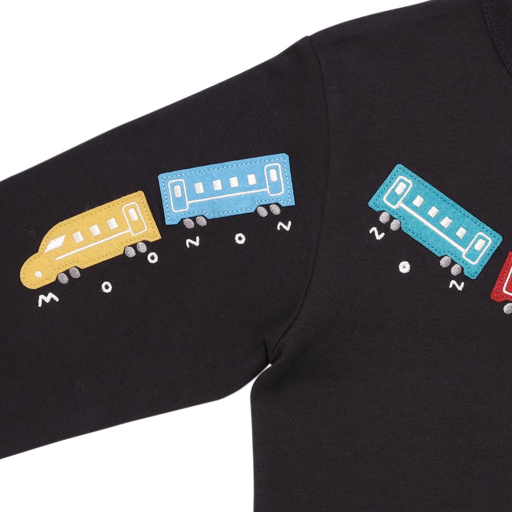 ベビー服 男の子 綿100％ 電車＆トンネル 長袖Tシャツ ネイビー(06) デザインポイント1