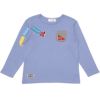 ベビー服 男の子 綿100％ 電車＆トンネル 長袖Tシャツ ライトブルー(65) 正面