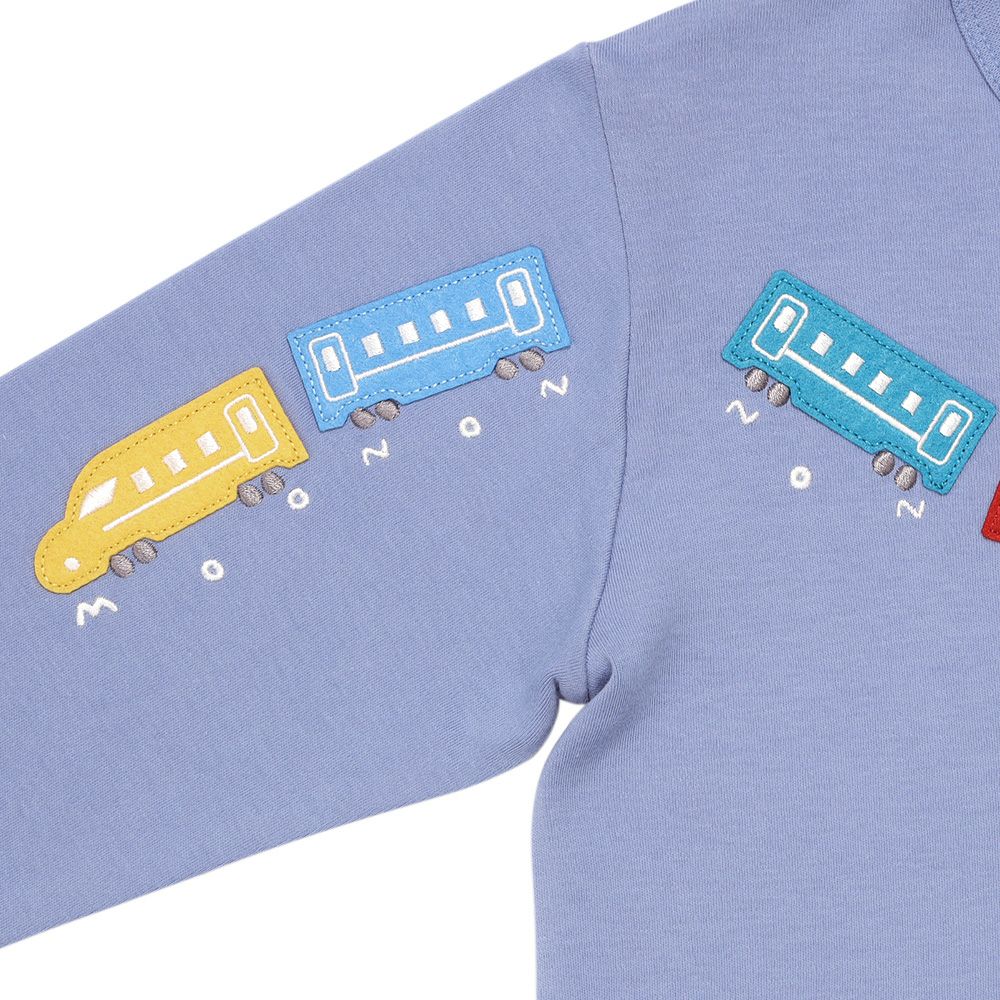 ベビー服 男の子 綿100％ 電車＆トンネル 長袖Tシャツ ライトブルー(65)デザインポイント1