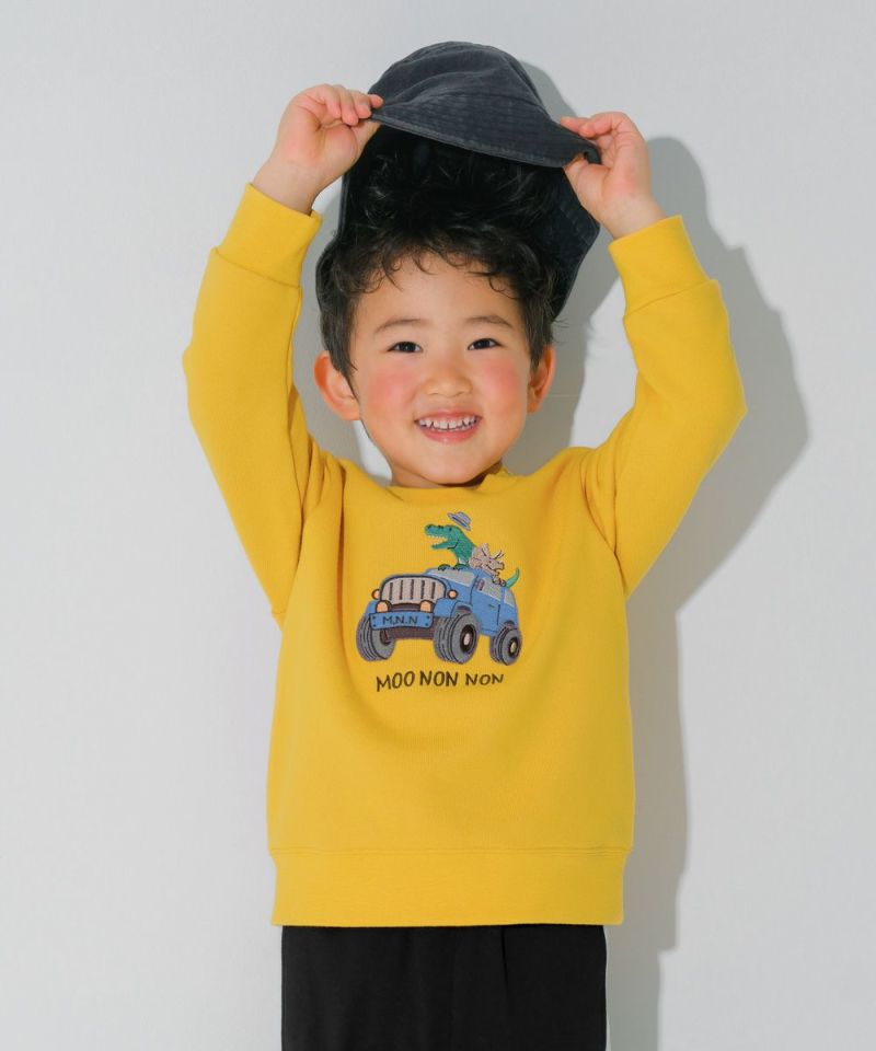 【美品】ミキハウス　トレーナー　恐竜　100 イエロー黄　子供　プッチー 福袋クーポン対象】恐竜 ＆ 車 裏毛トレーナー｜ベビー・子供服 通販