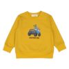 ベビー服 男の子 子ども 子ども服 キッズ 裏毛 アップリケ 車 恐竜 イエロー(04) 正面