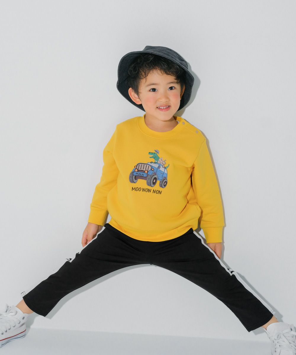 ベビー服 男の子 子ども 子ども服 キッズ 裏毛 アップリケ 車 恐竜 イエロー(04) モデル画像2