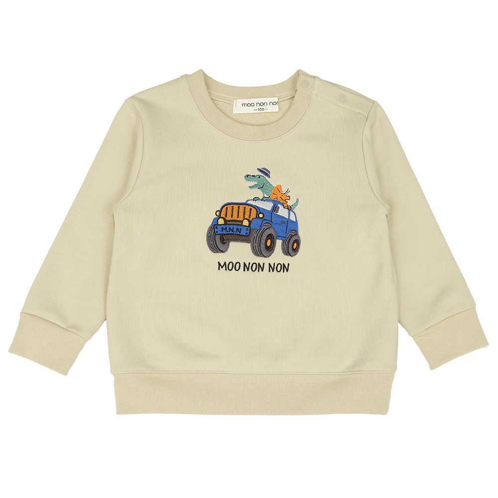 ベビー服 男の子 子ども 子ども服 キッズ 裏毛 アップリケ 車 恐竜 ベージュ(51) 正面