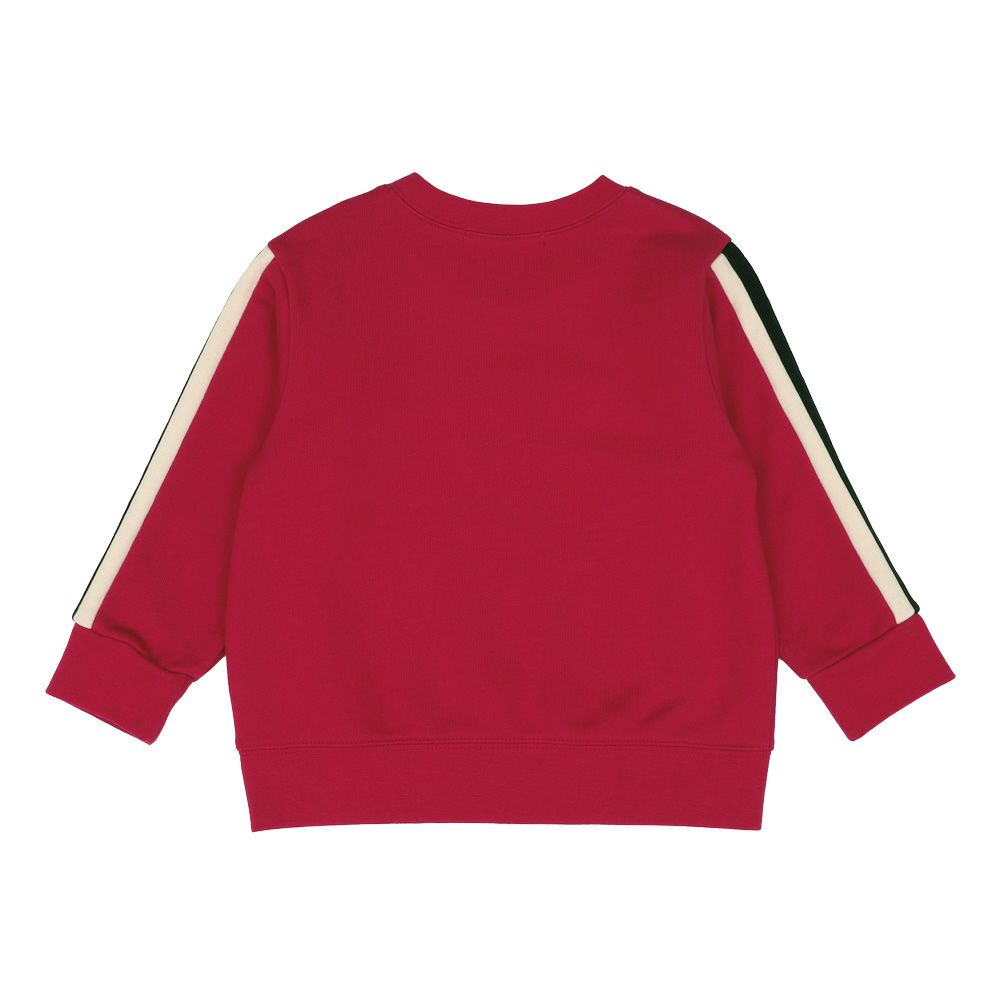 ベビー服 男の子 電車アップリケ ライン 長袖 裏毛トレーナー レッド(03) 背面