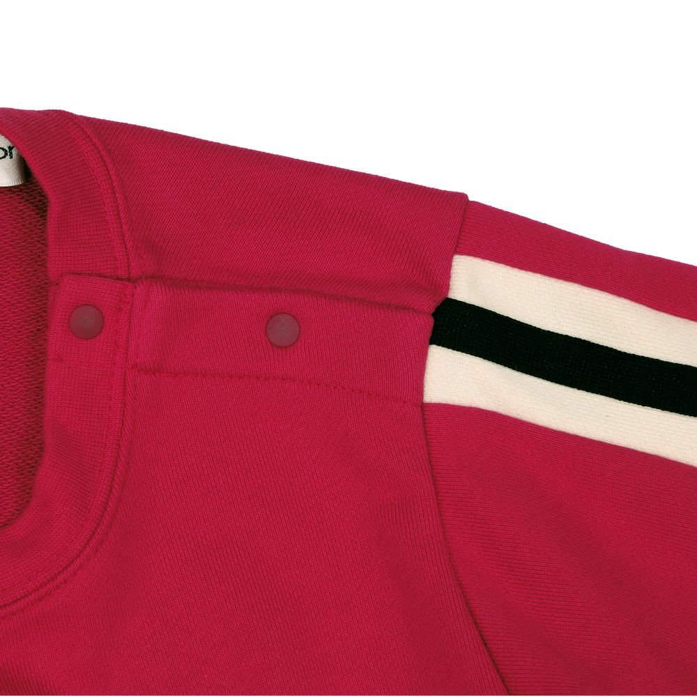 ベビー服 男の子 電車アップリケ ライン 長袖 裏毛トレーナー レッド(03) デザインポイント2