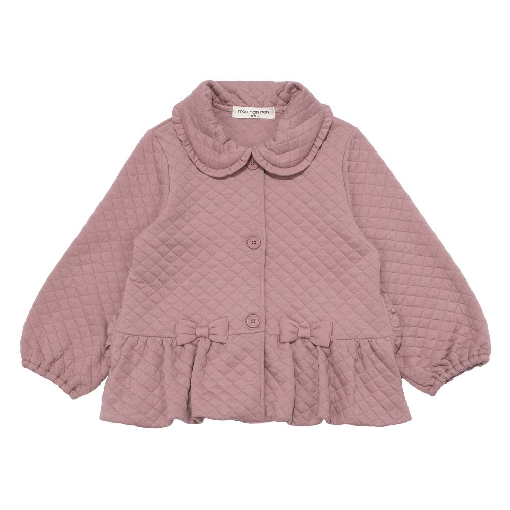 ベビー服 女の子 こども服 キッズ ジュニア キルティング フリル リボン ボタン ピンク(02) 正面