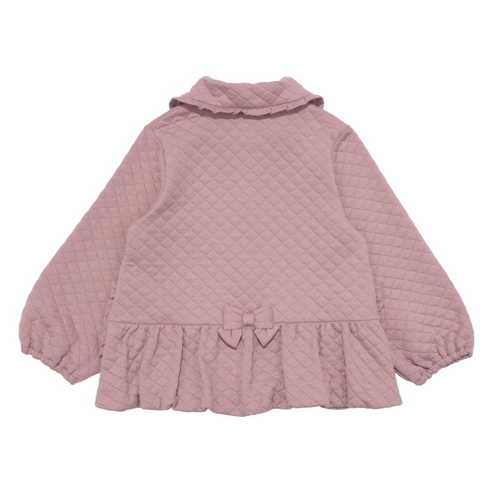 ベビー服 女の子 こども服 キッズ ジュニア キルティング フリル リボン ボタン ピンク(02) 背面