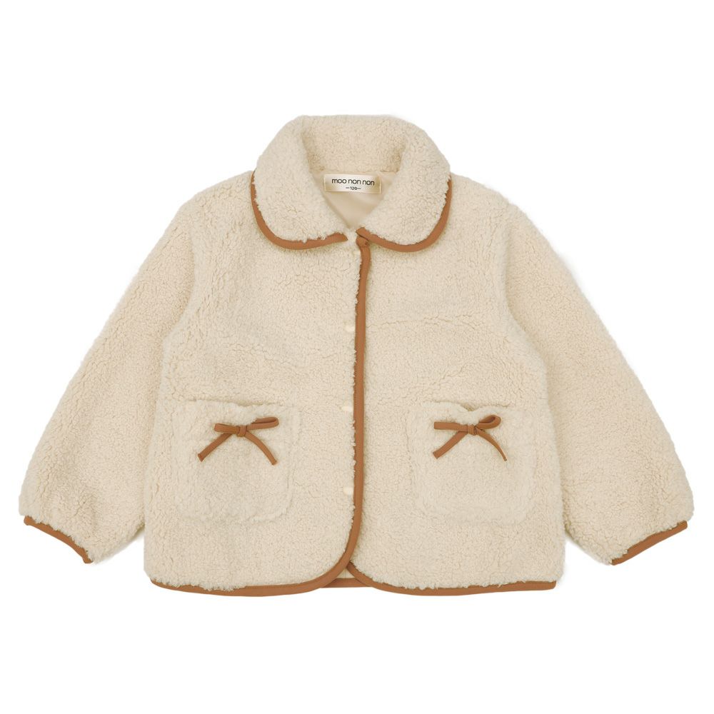 ベビー服 女の子 裏地付き ボアジャケット コート アイボリー(12) 正面