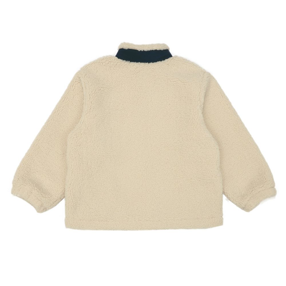 ベビー服 男の子 ロゴ＆ポケット付き ボア ジップアップ ジャケット アイボリー(12) 背面