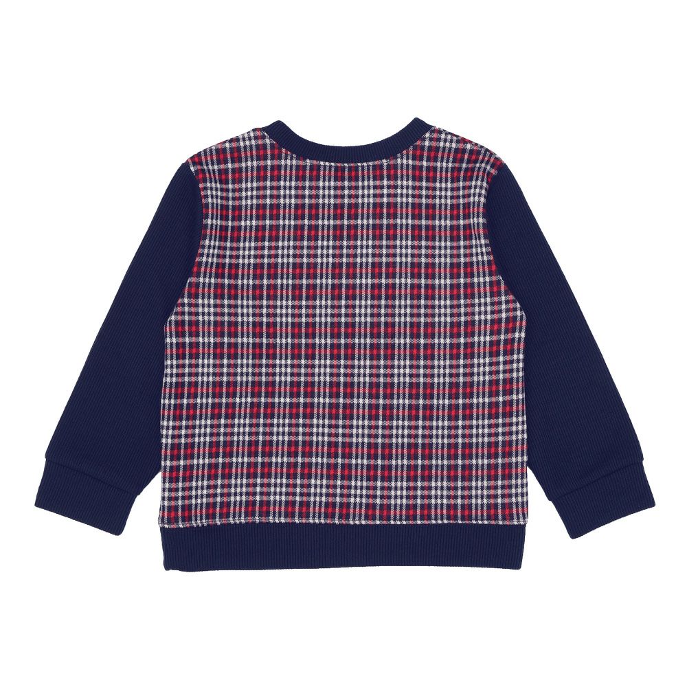 ベビー服 男の子 こども服 キッズ チェック リブ プルオーバー ネイビー(06) 背面