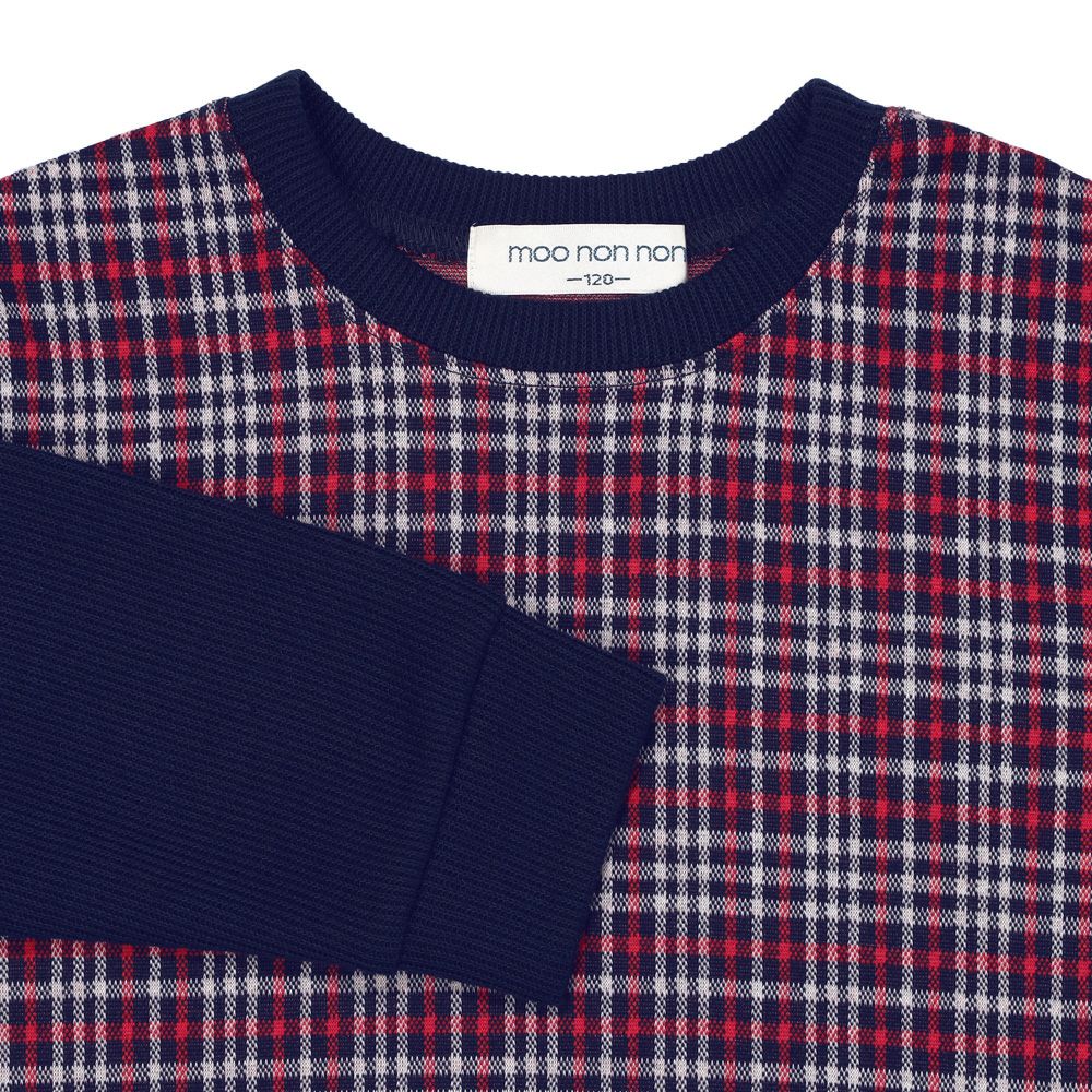 ベビー服 男の子 こども服 キッズ チェック リブ プルオーバー ネイビー(06) デザインポイント1