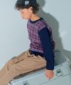 ベビー服 男の子 チェック バイカラー 長袖トップス ネイビー(06) モデル画像2