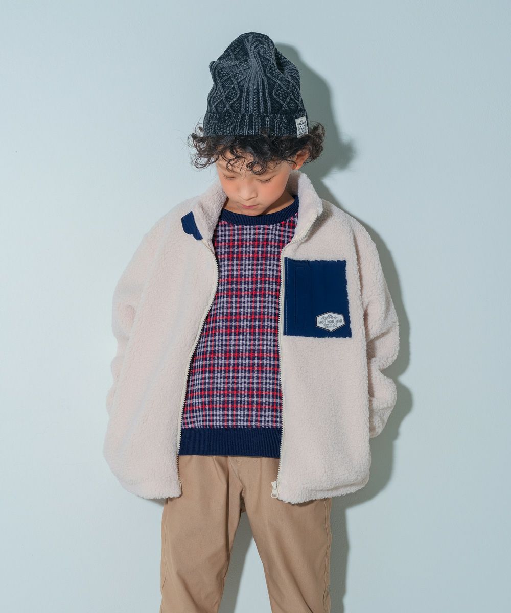 ベビー服 男の子 こども服 キッズ チェック リブ プルオーバー ネイビー(06) モデル画像4