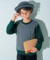 ベビー服 男の子 チェック バイカラー 長袖トップス グリーン(08) モデル画像1