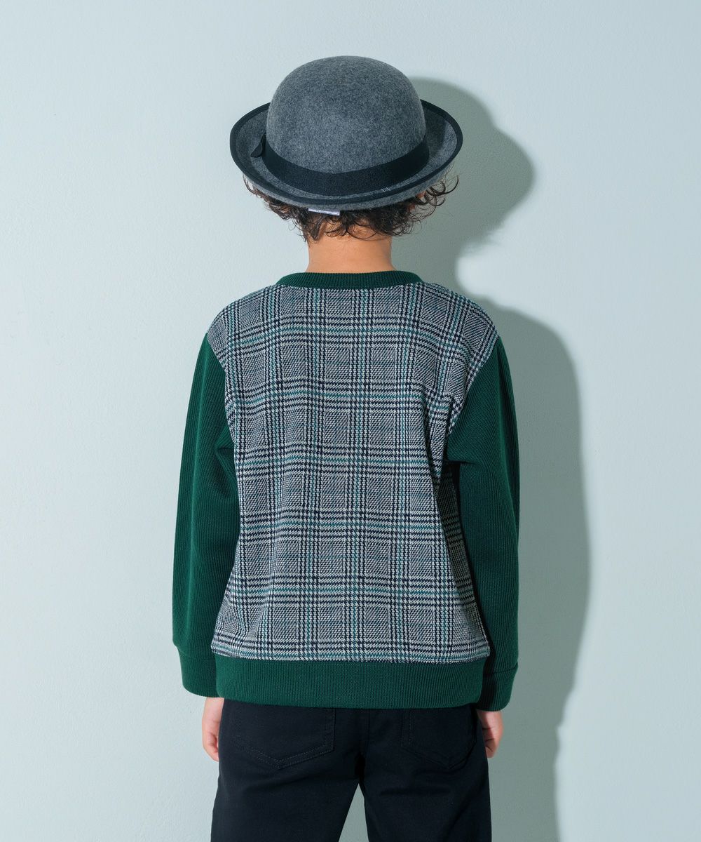ベビー服 男の子 こども服 キッズ チェック リブ プルオーバー グリーン(08) モデル画像3