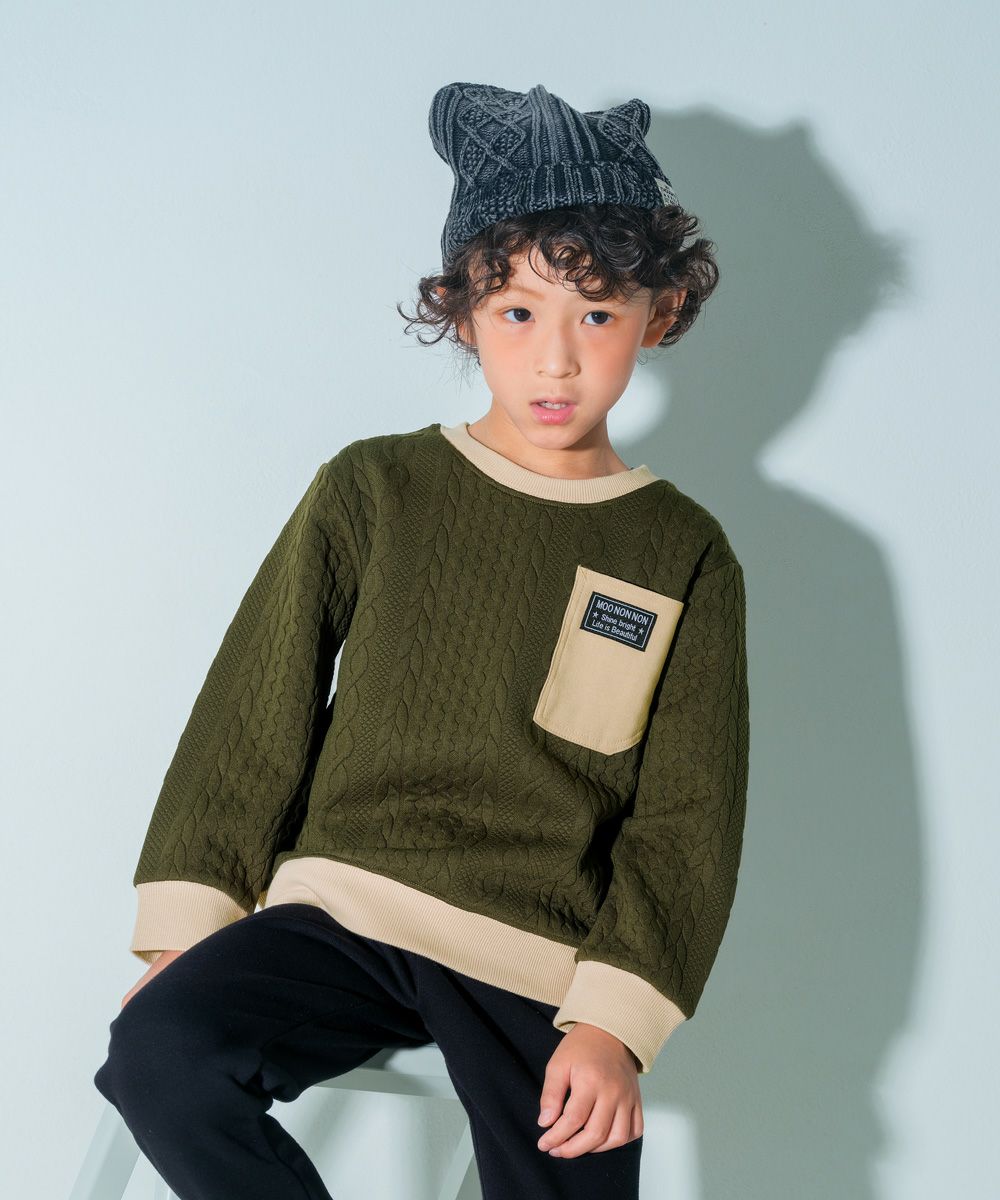 ニット風 アラン模様 長袖トップス｜ベビー・子供服 通販 moononnon