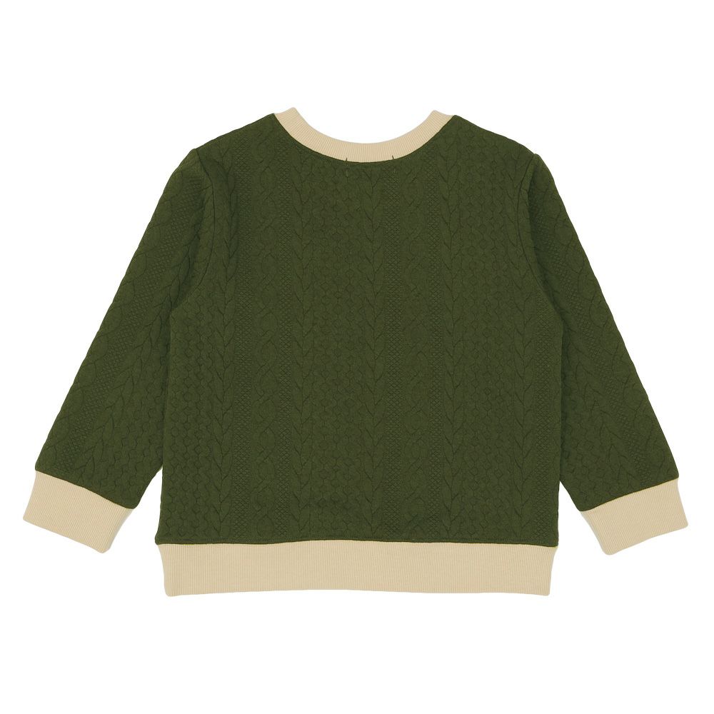 子供服 男の子 ニット風 アラン模様 長袖トップス カーキ(82) 背面