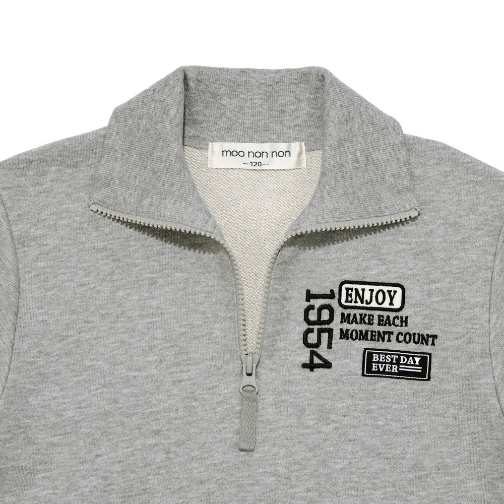 子供服 男の子 こども服 キッズ 裏毛 ロゴ 刺繍 アップリケ ファスナー 杢ｸﾞﾚｰ(92) デザインポイント1