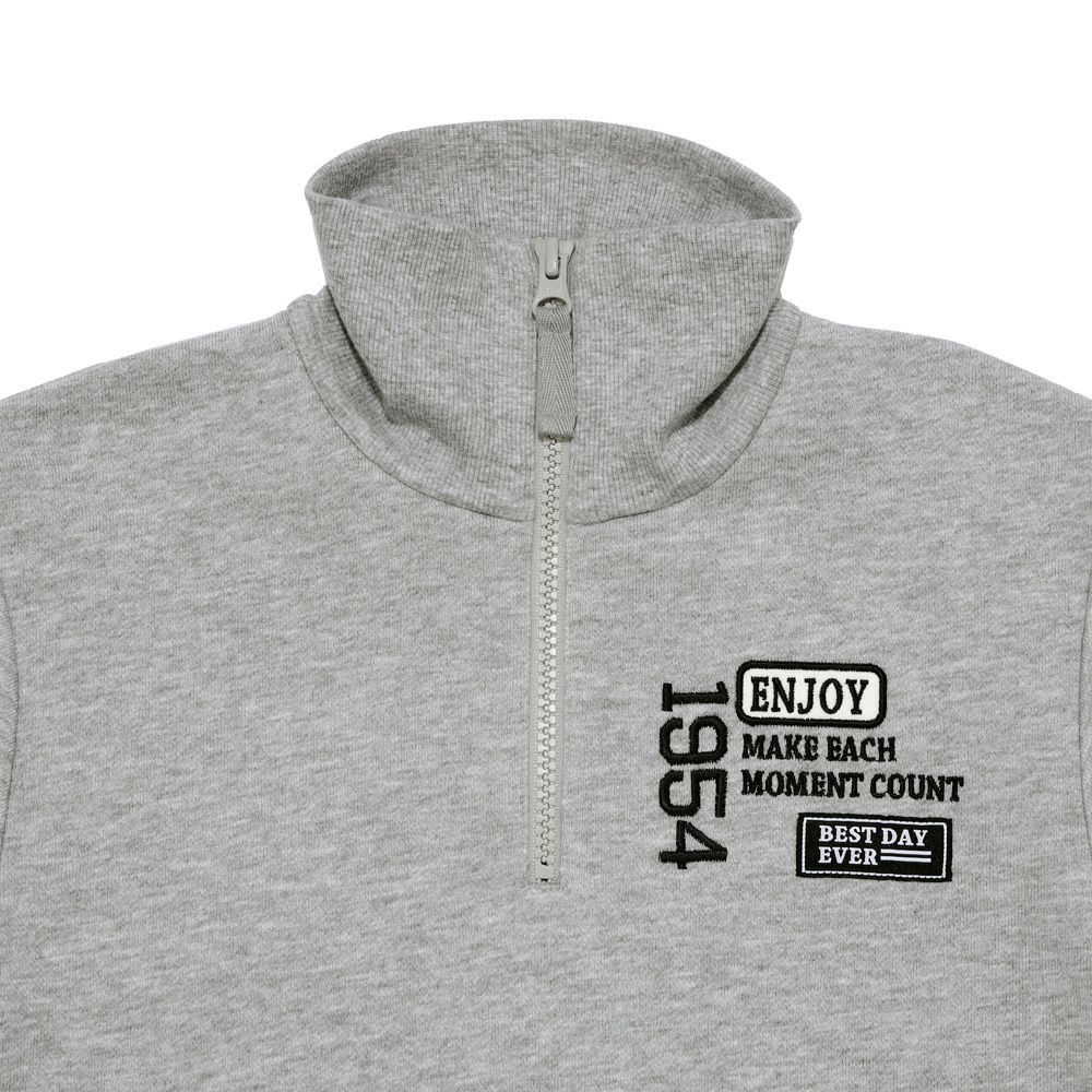 子供服 男の子 こども服 キッズ 裏毛 ロゴ 刺繍 アップリケ ファスナー 杢ｸﾞﾚｰ(92) デザインポイント2