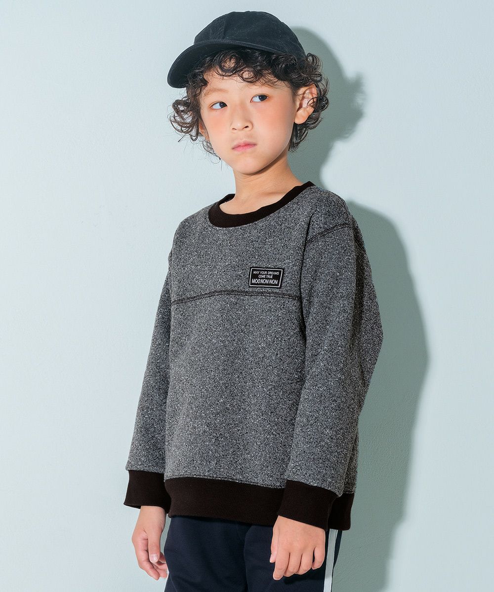 子供服 男の子 子ども 子ども服 キッズ 男の子 ロゴ あったかい 裏起毛 杢ｸﾞﾚｰ(92) モデル画像アップ