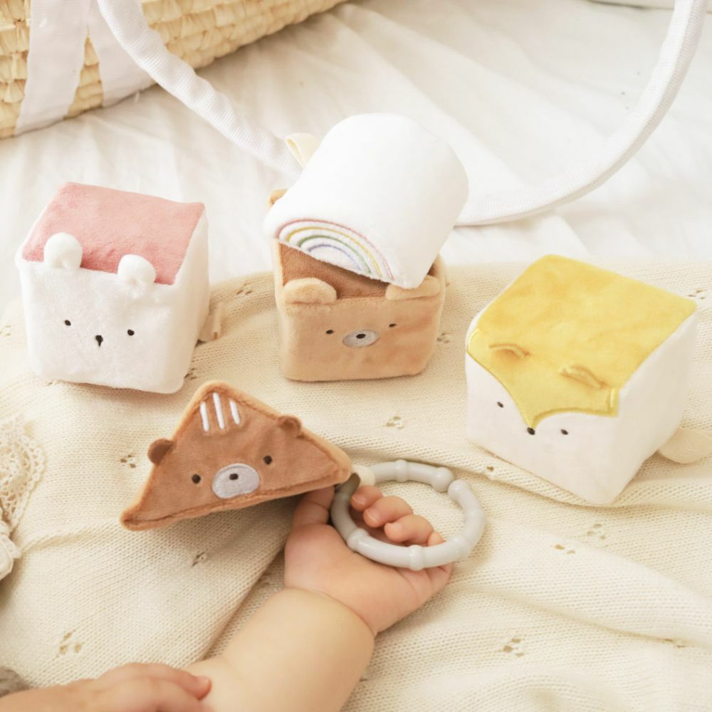 ベビー ギフト つみき 動物 ふわふわ 柔らかい ラトル amanoppo あまのっぽ